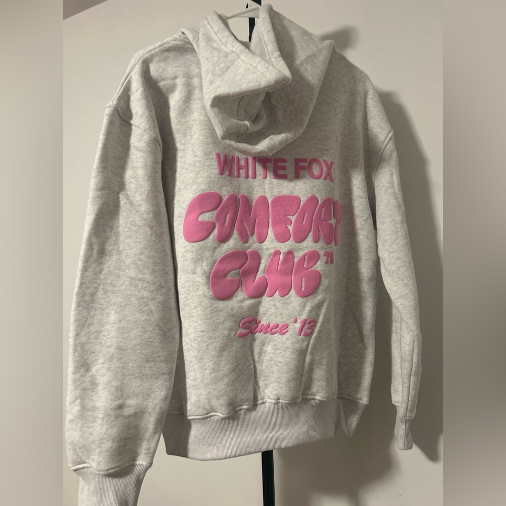 White Fox Boutique Gray and Pink Hoodie - Picture 3 of 4